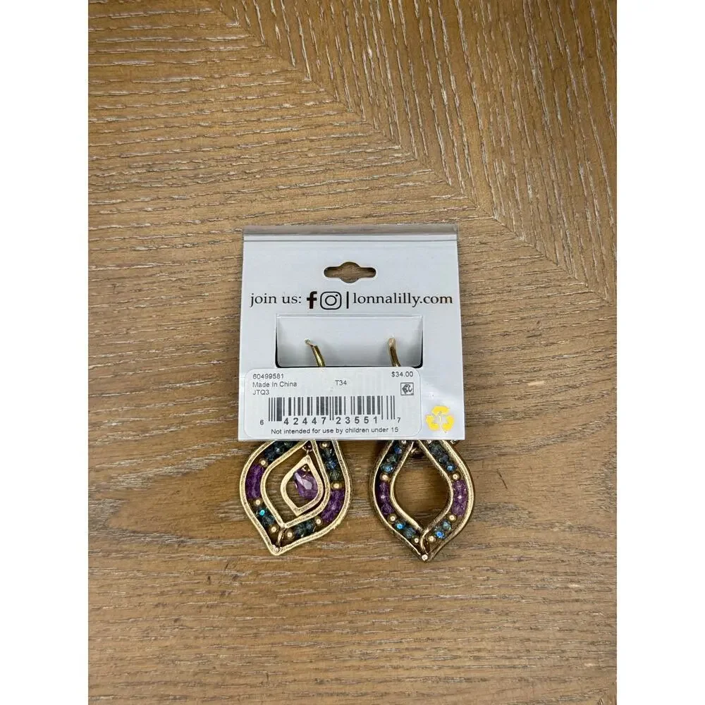Lonna & Lilly Teardrop Dangle Earrings Gold Multicolor Crystal Statement Boho